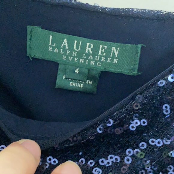 Ralph Lauren navy blue sequin evening dress size 4 - Picture 4 of 5